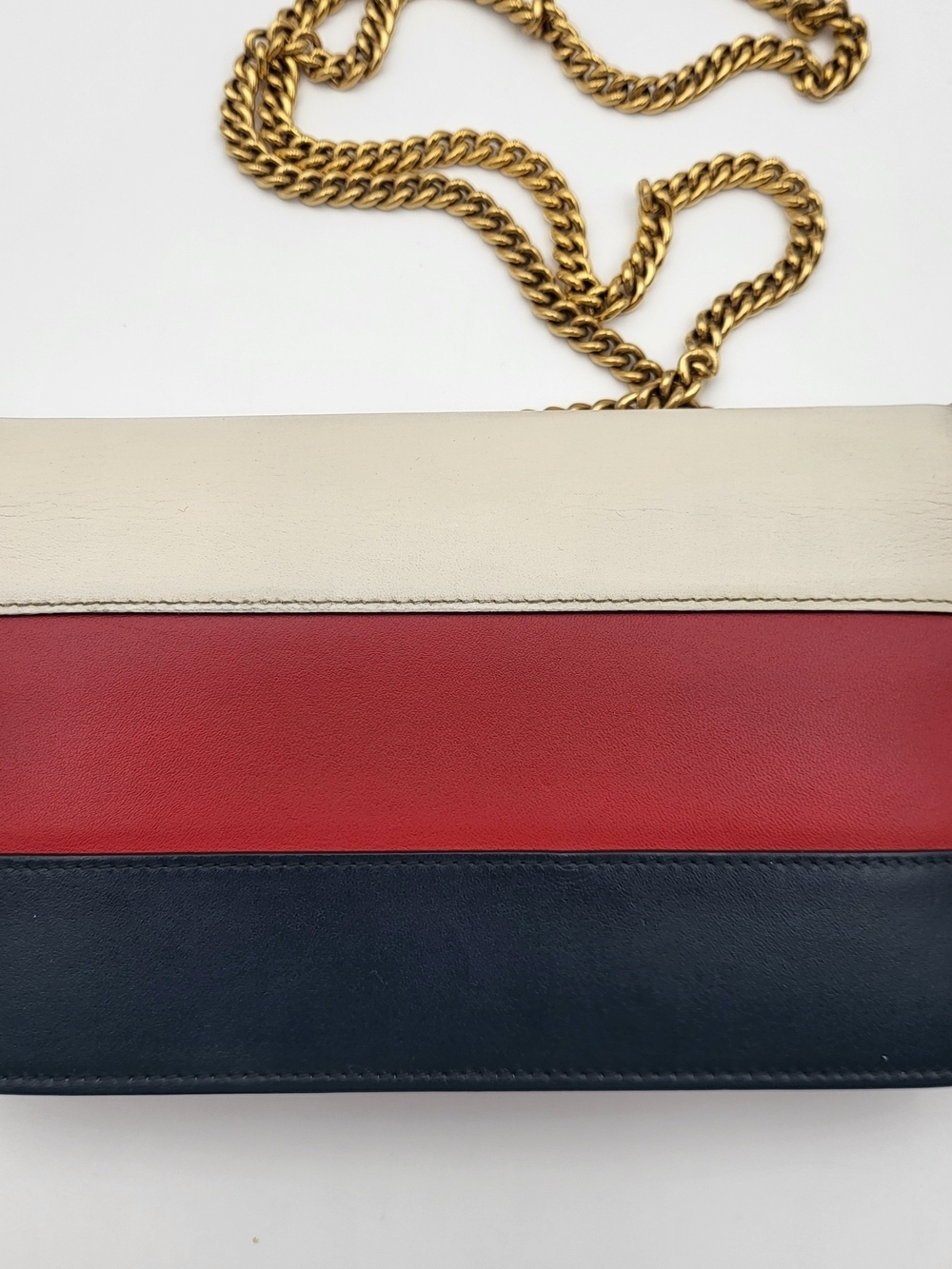 GUCCI Calfskin Queen Margaret Chain Wallet Blue Agata Hibiscus Red Mystic White. - Picture 3 of 16